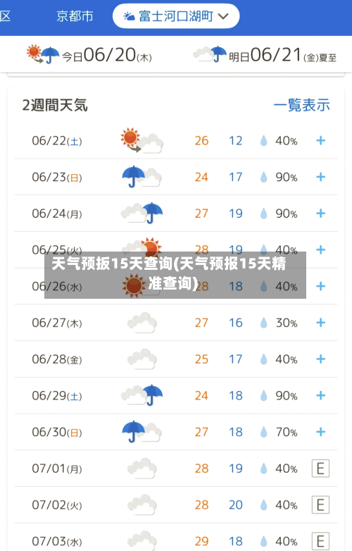 天气预扳15天查询(天气预报15天精准查询)