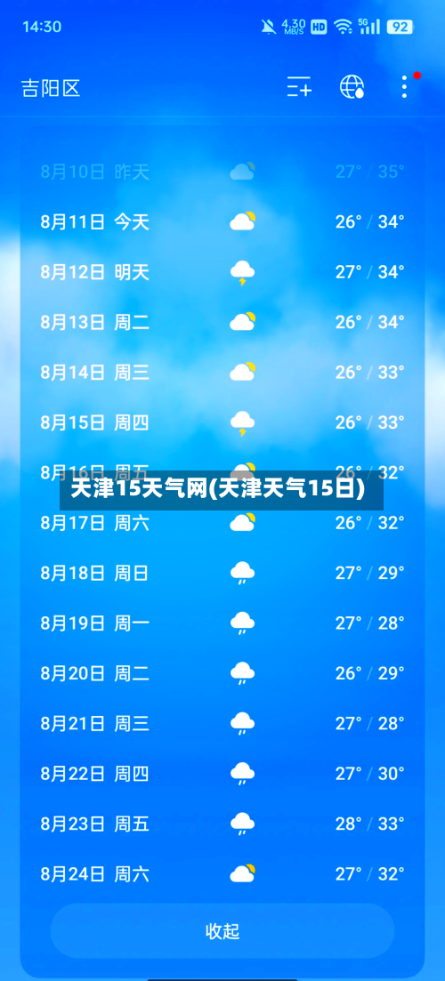 天津15天气网(天津天气15日)