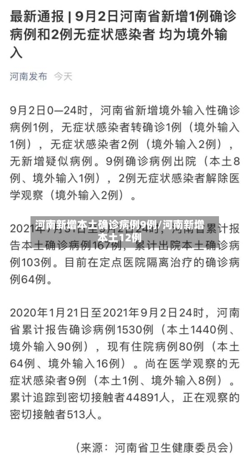 河南新增本土确诊病例9例/河南新增本土12例