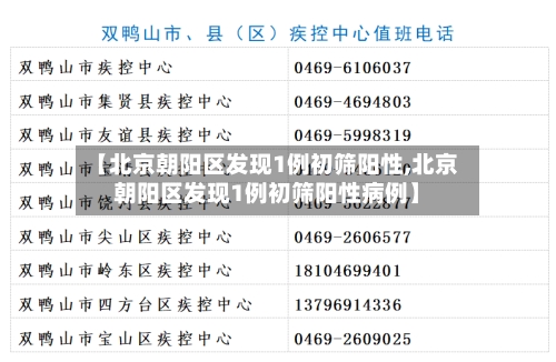 【北京朝阳区发现1例初筛阳性,北京朝阳区发现1例初筛阳性病例】