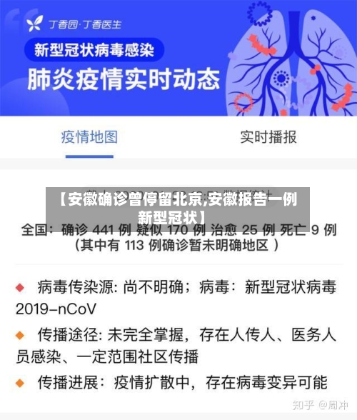 【安徽确诊曾停留北京,安徽报告一例新型冠状】