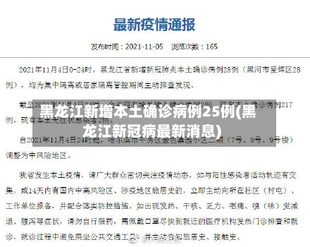 黑龙江新增本土确诊病例25例(黑龙江新冠病最新消息)