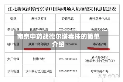 南京中药战德尔塔毒株的简单介绍