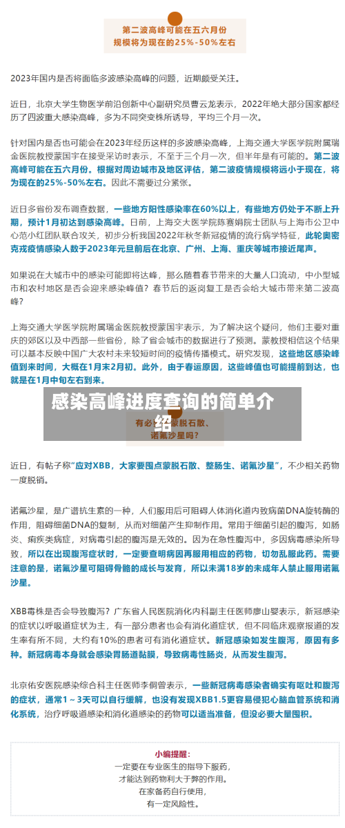 感染高峰进度查询的简单介绍